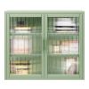 Retro Style Haze Double Glass Door Wall Cabinet With Detachable Shelves for Office, Dining Room,Living Room, Kitchen and Bathroom Mint Green