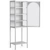 Metal Glass Door Display Storage Cabinet - 5-Tier Cube Bookshelf Storage Cabinet with 3 Adjustable Shelves For kitchen, dining room, living room