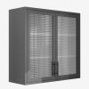 Retro Style Wall Mounted Cabinet Table-Top Storage Cabinet with Hazy Glass Doors and 2 Adjustable Shelves for Bathroom Kitchen Living Room Kitchen Hal