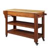 57 inch Rolling Kitchen Island with Storage,Kitchen Cart with Solid OAK Wood Top,Two-sided Kitchen island Cart on Wheels ,Wine and Spice Rack