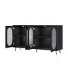 Modern Accent Sideboard Cabinet with Acrylic Doors, Freestanding Storage Cupboard Console Table for Kitchen Dining Living Room Hallway Office, Black