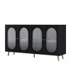 Modern Accent Sideboard Cabinet with Acrylic Doors, Freestanding Storage Cupboard Console Table for Kitchen Dining Living Room Hallway Office, Black