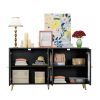 Modern Accent Sideboard Cabinet with Acrylic Doors, Freestanding Storage Cupboard Console Table for Kitchen Dining Living Room Hallway Office, Black