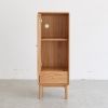 Solid Oak Storage Cabinet for Living Room - Free-Standing Corner Cabinets Storage Table with Vintage Glass Door,2 Shelves