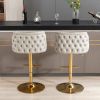 A&A Furniture,Swivel Barstools Adjusatble Seat Height, Modern PU Upholstered Bar Stools with the whole Back Tufted