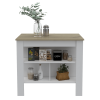 Brooklyn Antibacterial Surface Kitchen Island, Three Concealed Shelves