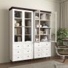 White MDF Display Storage Cabinet,Tall Kitchen Pantry Cabinets with Glass Doors and Adjustable Shelves,Freestanding Storage Cupboard for Kitchen