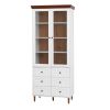 White MDF Display Storage Cabinet,Tall Kitchen Pantry Cabinets with Glass Doors and Adjustable Shelves,Freestanding Storage Cupboard for Kitchen