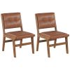 Hengming PU dining chair, no armrest with wooden legs, suitable for kitchen, dining room, living room, bedroom and other occasions,set of 2