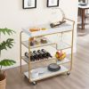 6-Tier Bar Cart, Slide Bar Serving Cart, Retro Style Wine Cart for Kitchen, Beverage Cart with Wine Rack and Glass Holder