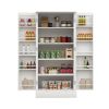 50" LED Kitchen Pantry Cabinet,Freestanding Buffet Cupboards Sideboard with 2 Doors with Racks and 2 Adjustable Shelves for Kitchen