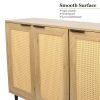 47.24 '' Wide Elegant Kitchen Buffet Storage Cabinet with 3 Rattan Doors for Bedroom Living Room Kitchen Cupboard Wooden Furniture with 3-Tier Shelvin
