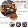 57 inch Rolling Kitchen Island with Storage,Kitchen Cart with Solid OAK Wood Top,Two-sided Kitchen island Cart on Wheels ,Wine and Spice Rack