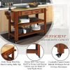 57 inch Rolling Kitchen Island with Storage,Kitchen Cart with Solid OAK Wood Top,Two-sided Kitchen island Cart on Wheels ,Wine and Spice Rack