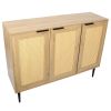 47.24 '' Wide Elegant Kitchen Buffet Storage Cabinet with 3 Rattan Doors for Bedroom Living Room Kitchen Cupboard Wooden Furniture with 3-Tier Shelvin