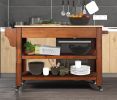 57 inch Rolling Kitchen Island with Storage,Kitchen Cart with Solid OAK Wood Top,Two-sided Kitchen island Cart on Wheels ,Wine and Spice Rack