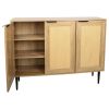 47.24 '' Wide Elegant Kitchen Buffet Storage Cabinet with 3 Rattan Doors for Bedroom Living Room Kitchen Cupboard Wooden Furniture with 3-Tier Shelvin