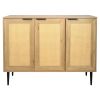 47.24 '' Wide Elegant Kitchen Buffet Storage Cabinet with 3 Rattan Doors for Bedroom Living Room Kitchen Cupboard Wooden Furniture with 3-Tier Shelvin