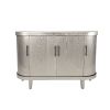 Modern Curved Sideboard 47.2-Inch Decorative Storage Cabinet Wooden Console Table Coffee Bar Cabinet with 4 Doors and Adjustable Interior Shelves for