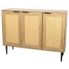 47.24 '' Wide Elegant Kitchen Buffet Storage Cabinet with 3 Rattan Doors for Bedroom Living Room Kitchen Cupboard Wooden Furniture with 3-Tier Shelvin