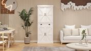 71" Kitchen Pantry Storage Cabinet with 4 Doors(2Doors with Racks),1 Drawer, 2 Adjustable Shelves, Freestanding Cupboard for Kitchen