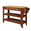 57 inch Rolling Kitchen Island with Storage,Kitchen Cart with Solid OAK Wood Top,Two-sided Kitchen island Cart on Wheels ,Wine and Spice Rack