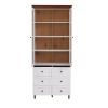 White MDF Display Storage Cabinet,Tall Kitchen Pantry Cabinets with Glass Doors and Adjustable Shelves,Freestanding Storage Cupboard for Kitchen