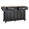 Kitchen Island with Rubber wood Countertop