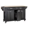 Kitchen Island with Rubber wood Countertop