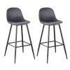 Bar Stools Set of 2, 30 Inches Velvet Barstool Modern Counter Bar Height Chair with Back, Sturdy Metal Legs & Footrests, Easy Assembly