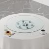 Double layer rotatable round glass.The rotatable design makes it more convenient to retrieve and place items.The upper glass has a diameter of 30.3 in