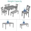 6 Piece Kitchen Dining Set, Rectangular Wooden Dining Table with 4 Upholstered Chairs and a Bench, Dining Table Set for 6 People, Living Room