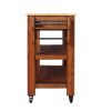 57 inch Rolling Kitchen Island with Storage,Kitchen Cart with Solid OAK Wood Top,Two-sided Kitchen island Cart on Wheels ,Wine and Spice Rack