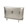 Modern Curved Sideboard 47.2-Inch Decorative Storage Cabinet Wooden Console Table Coffee Bar Cabinet with 4 Doors and Adjustable Interior Shelves for