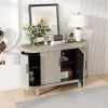 Modern Curved Sideboard 47.2-Inch Decorative Storage Cabinet Wooden Console Table Coffee Bar Cabinet with 4 Doors and Adjustable Interior Shelves for