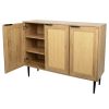 47.24 '' Wide Elegant Kitchen Buffet Storage Cabinet with 3 Rattan Doors for Bedroom Living Room Kitchen Cupboard Wooden Furniture with 3-Tier Shelvin