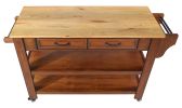 57 inch Rolling Kitchen Island with Storage,Kitchen Cart with Solid OAK Wood Top,Two-sided Kitchen island Cart on Wheels ,Wine and Spice Rack