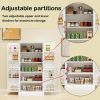 50" LED Kitchen Pantry Cabinet,Freestanding Buffet Cupboards Sideboard with 2 Doors with Racks and 2 Adjustable Shelves for Kitchen