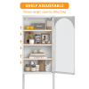 Metal Glass Door Display Storage Cabinet - 5-Tier Cube Bookshelf Storage Cabinet with 3 Adjustable Shelves For kitchen, dining room, living room