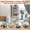 Metal Glass Door Display Storage Cabinet - 5-Tier Cube Bookshelf Storage Cabinet with 3 Adjustable Shelves For kitchen, dining room, living room