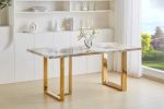 Luxurious Faux Marble MDF Dinning Table for 6 or 8, Rectangular 70.9"L*35.4"W*29.8"H, Thick and solid Stainless Steel Legs, Durable sturdy