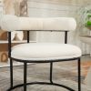 COOLMORE Boucle Dining Chairs Set of 2, Mid-Century Modern Curved Backrest Chair, Round Upholstered Kitchen Chairs (Beige Boucle)