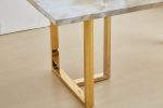 Luxurious Faux Marble MDF Dinning Table for 6 or 8, Rectangular 70.9"L*35.4"W*29.8"H, Thick and solid Stainless Steel Legs, Durable sturdy
