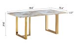 Luxurious Faux Marble MDF Dinning Table for 6 or 8, Rectangular 70.9"L*35.4"W*29.8"H, Thick and solid Stainless Steel Legs, Durable sturdy