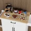 Kitchen island rolling trolley cart with 1 drawer & 2 doors with storage racks & Adjustable Shelves & towel rack & seasoning rack rubber wood table to