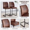 A set of two brown chairs, including suede cushions and black metal legs. Small size, suitable for select groups, suitable for dining room, kitchen