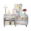 Modern Accent Sideboard Cabinet with Acrylic Doors, Freestanding Storage Cupboard Console Table for Kitchen Dining Living Room Hallway Office, White