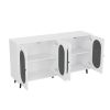 Modern Accent Sideboard Cabinet with Acrylic Doors, Freestanding Storage Cupboard Console Table for Kitchen Dining Living Room Hallway Office, White
