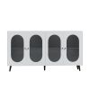 Modern Accent Sideboard Cabinet with Acrylic Doors, Freestanding Storage Cupboard Console Table for Kitchen Dining Living Room Hallway Office, White