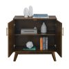 Mid Century Modern Fluted Sideboard Cabinet with Adjustable Shelves & Solid Wood Legs, Buffet Cabinet with Storage